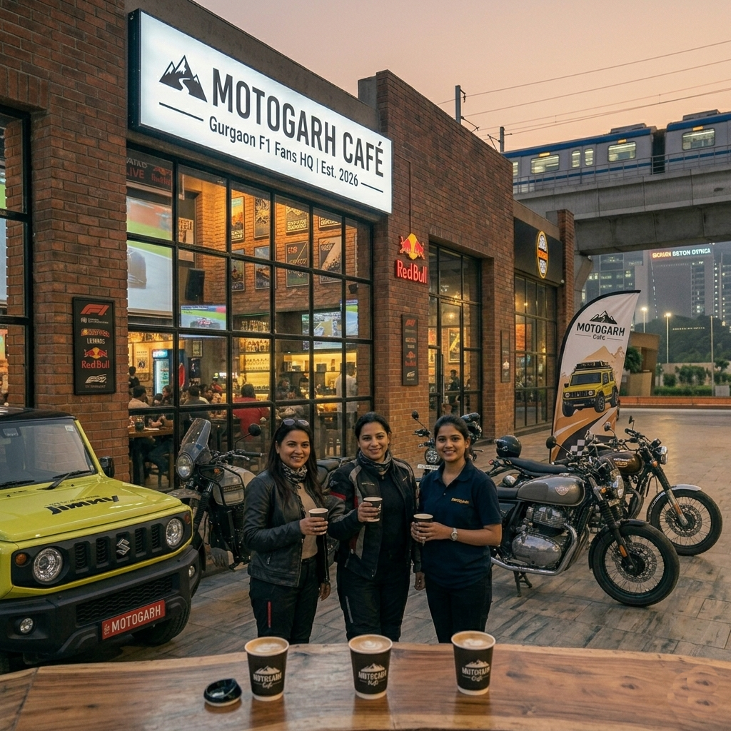 Interior of MOTOGARH garage cafe India